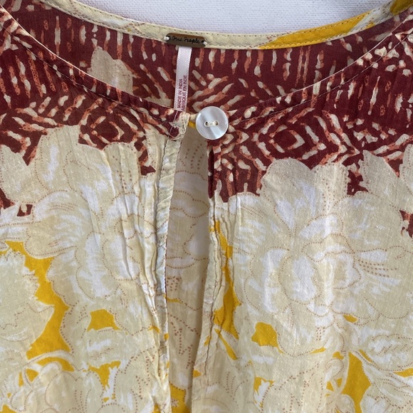 Free People Gotta Have You Boho Tunic Blouse (Marigold Combo Color), Size Large - Picture 10 of 11